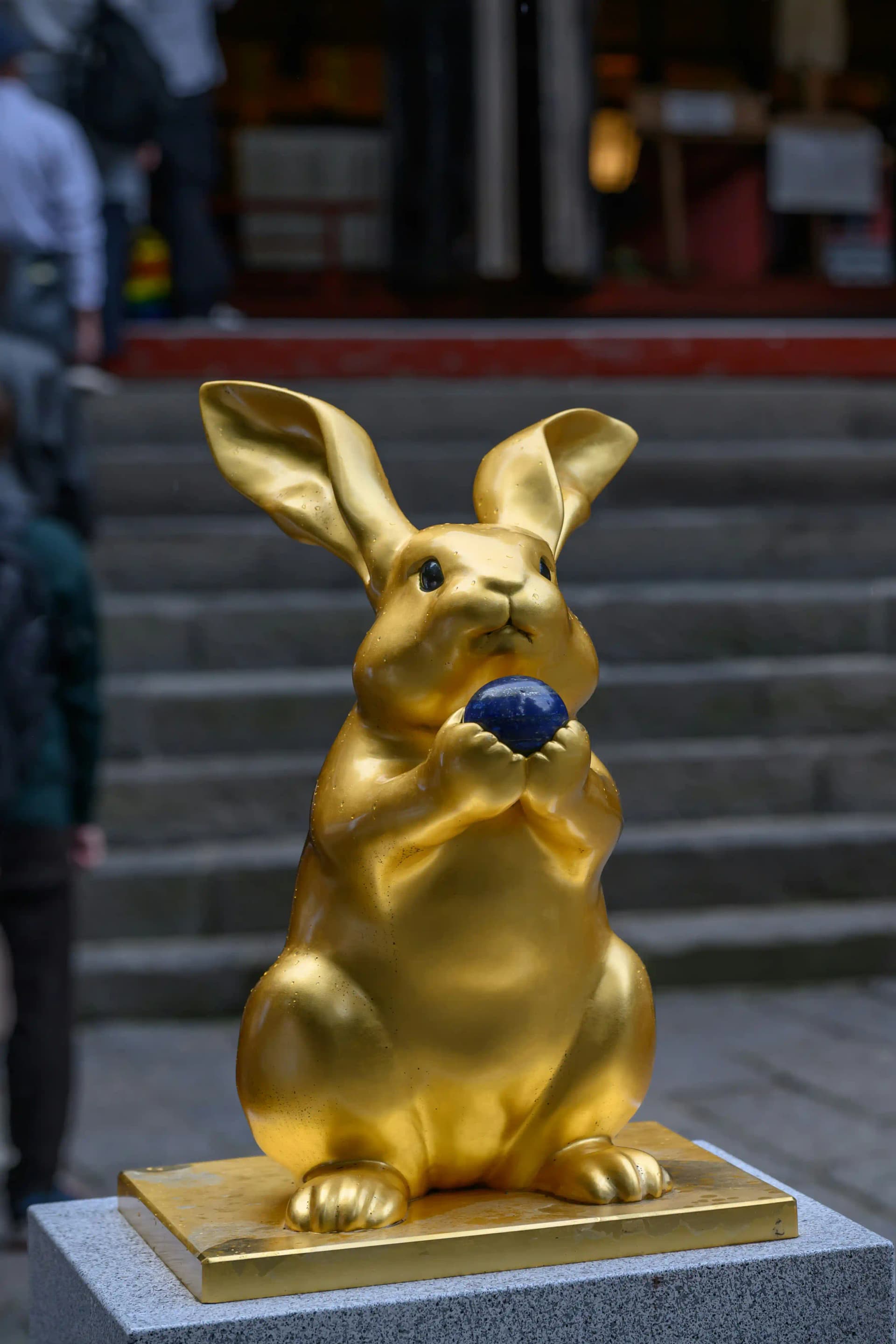 Golden good luck rabbit at Futarasan Shrine